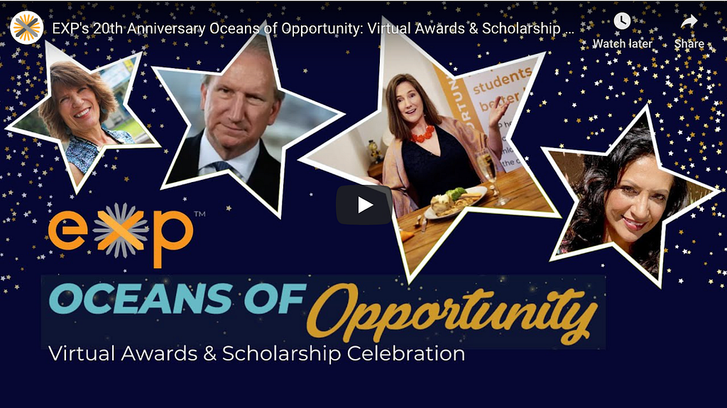 A Screenshot of the Youtube Thumbnail for EXP’s Oceans of Opportunity Gala.