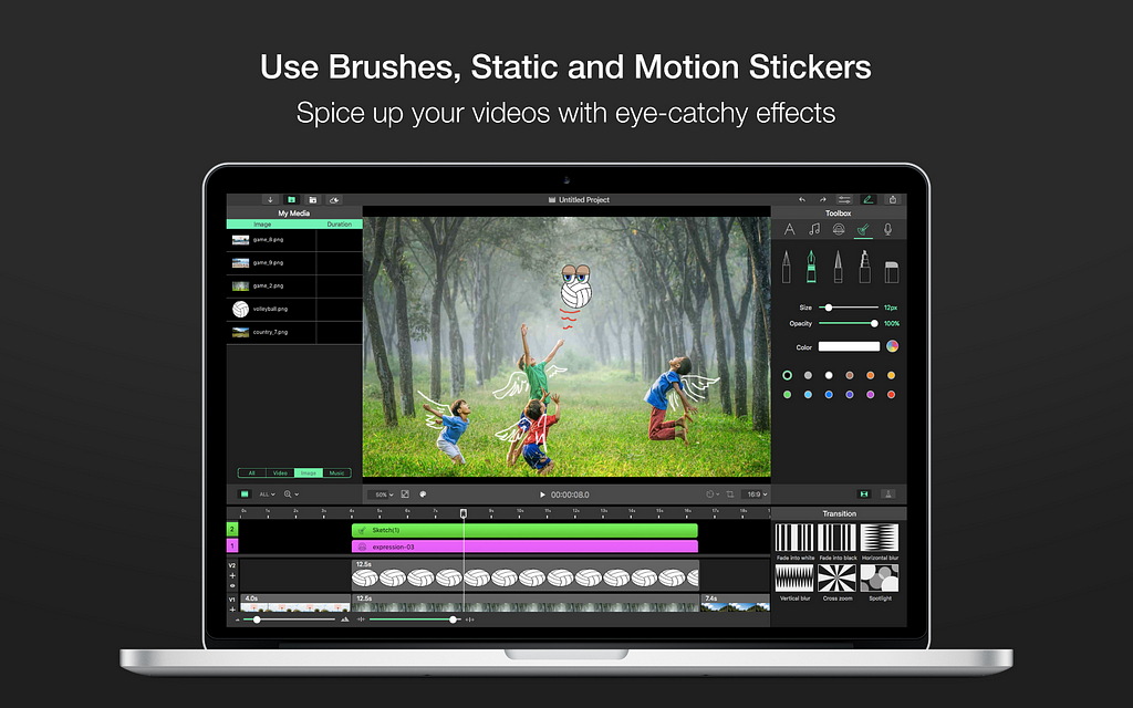 Use Brushes, Static and Motion Stickers