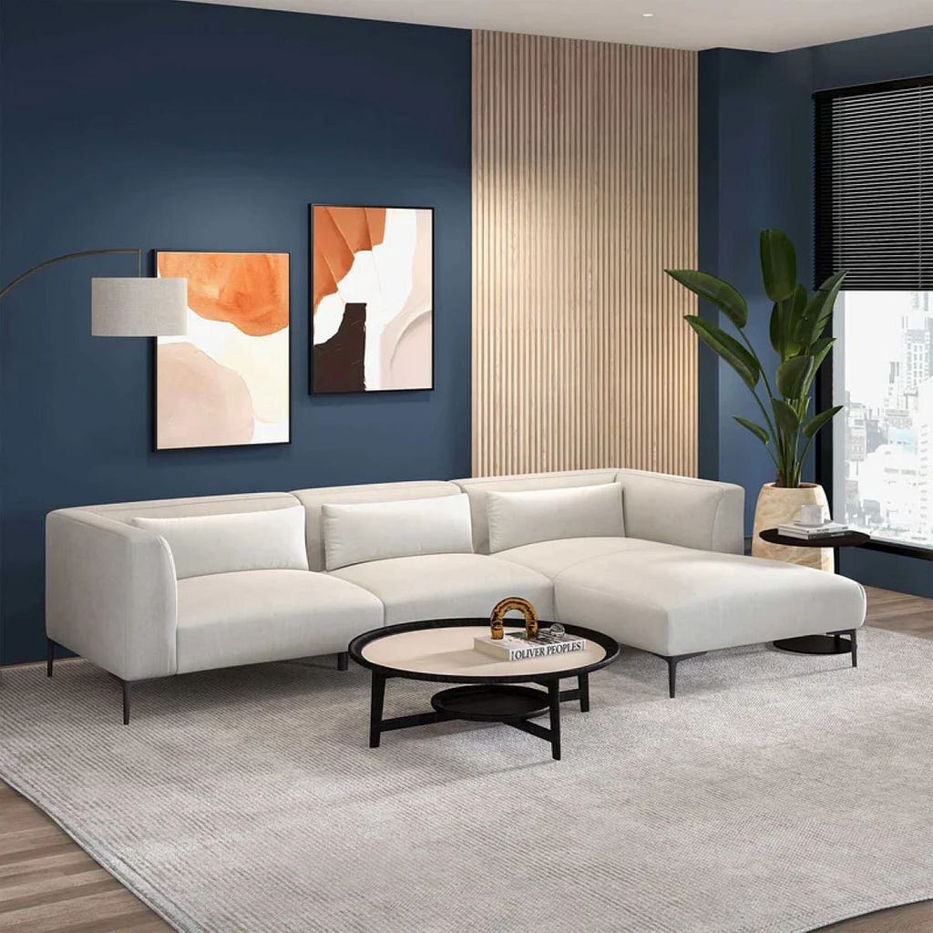 New York Modern — Linen Sectional Sofa