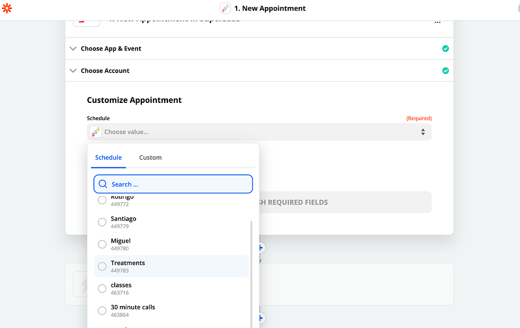 Connect the schedule to your Zapier