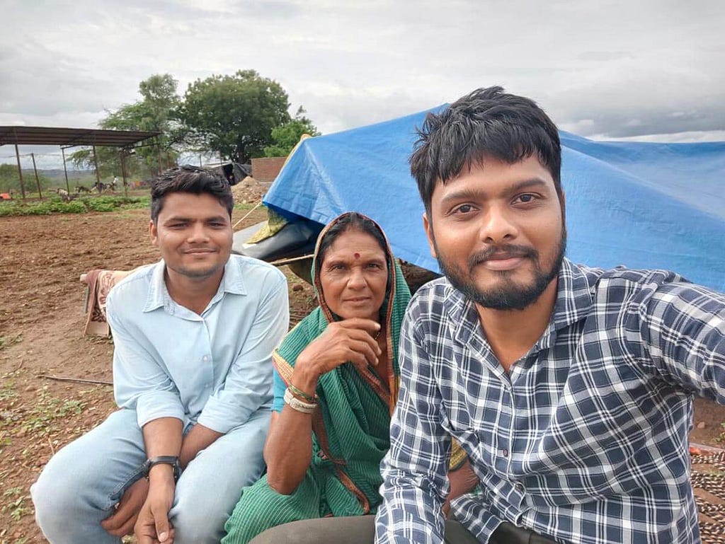 Saurabh with his mother and cousin.
