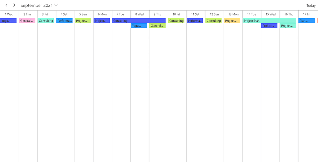 Timeline Month View in WinUI Scheduler
