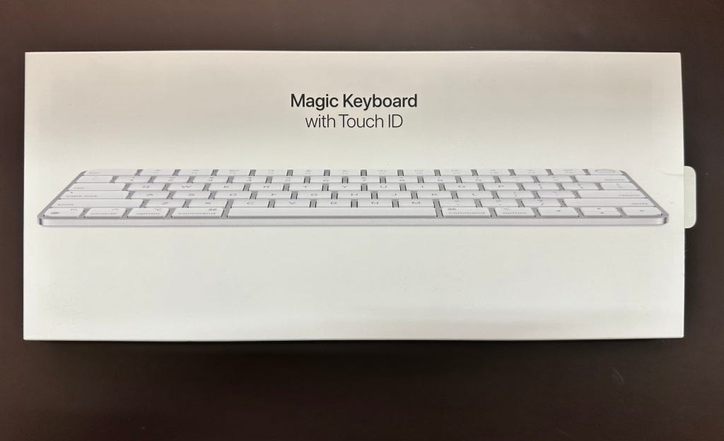 Front side of box of Apple Magic Keyboard with Touch ID