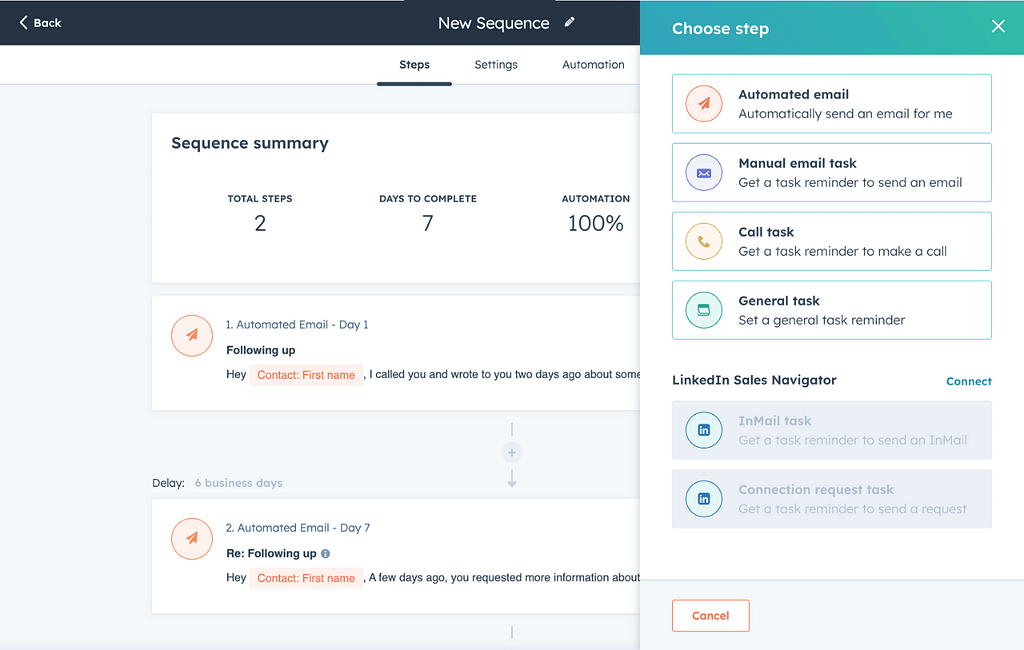 Sales sequences made easy