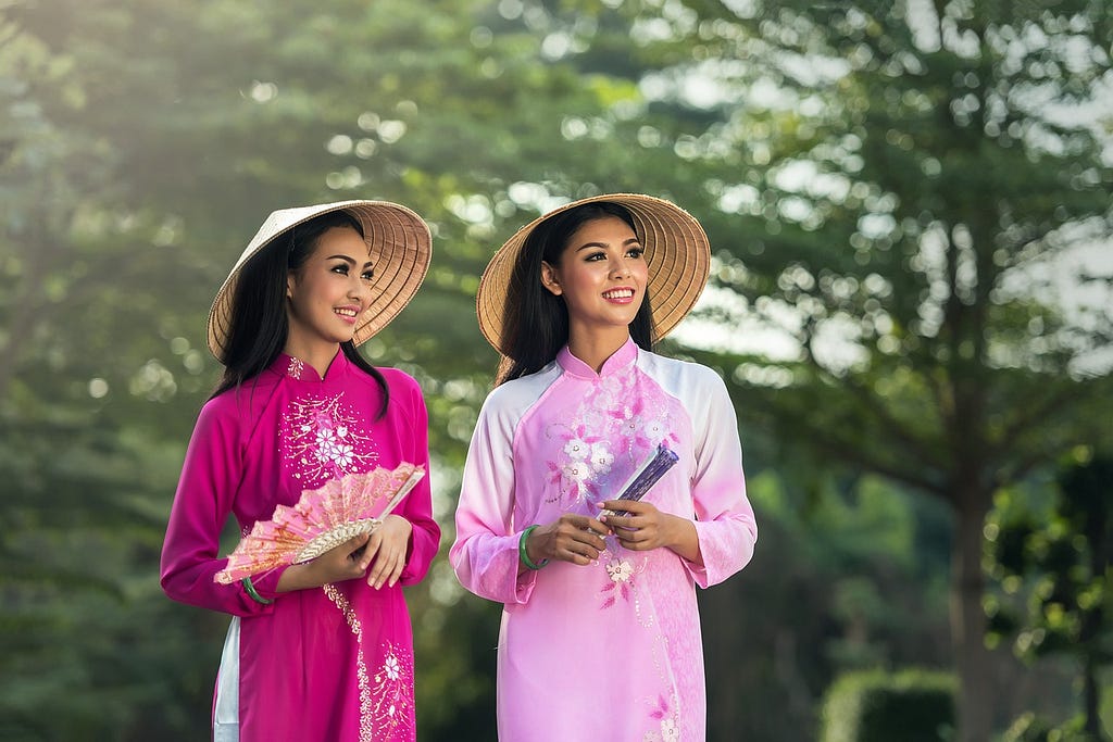 Two women smiling in Asian