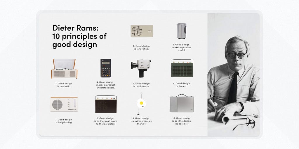 A list of Dieter Rams’ 10 principles for good design