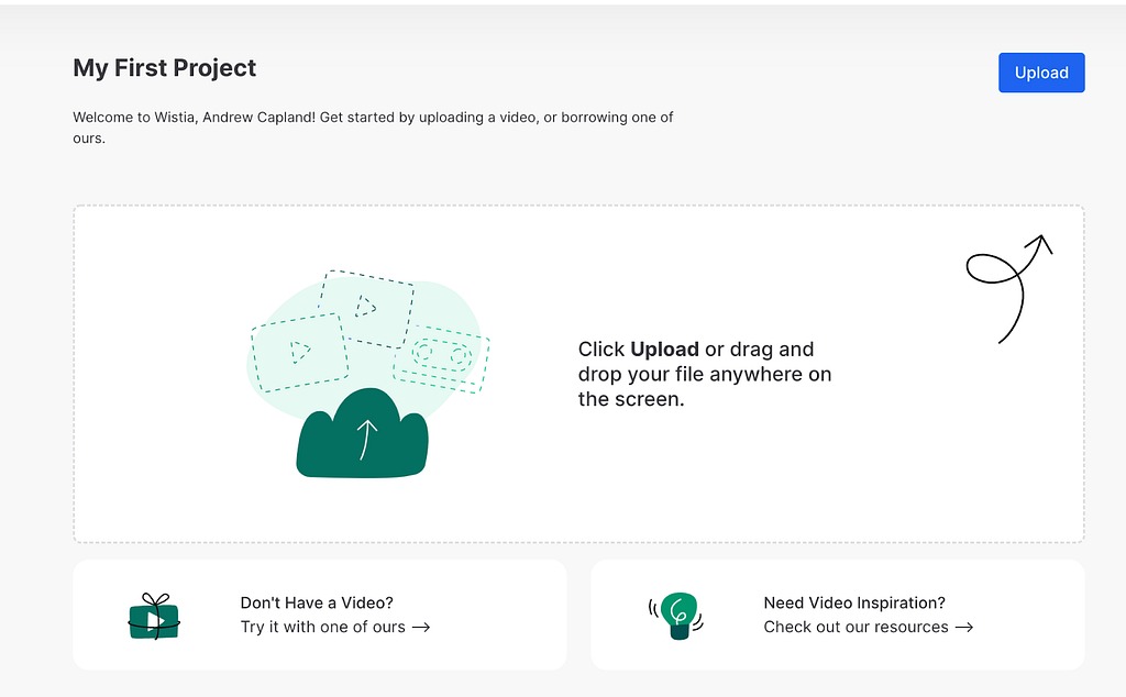 New user onboarding templates — Wistia