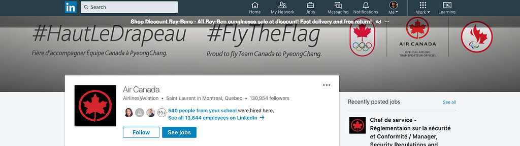 Air Canada LinkedIn Company Page