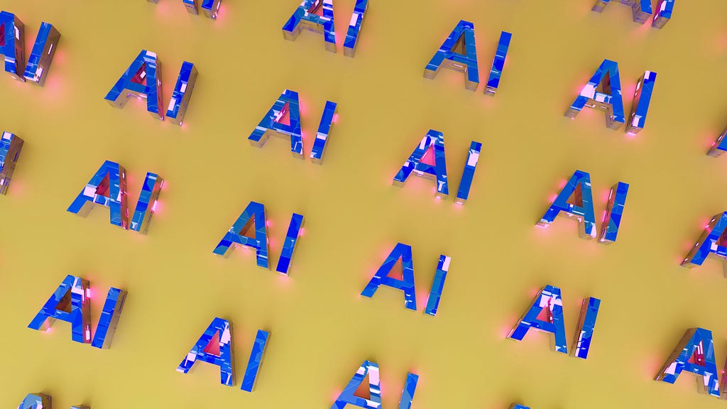 3d graphic typography design poster of the word AI
