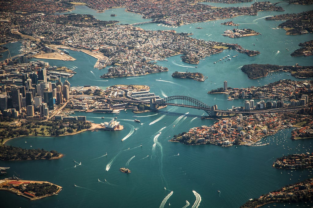 Aerial view of Sydney Harbor