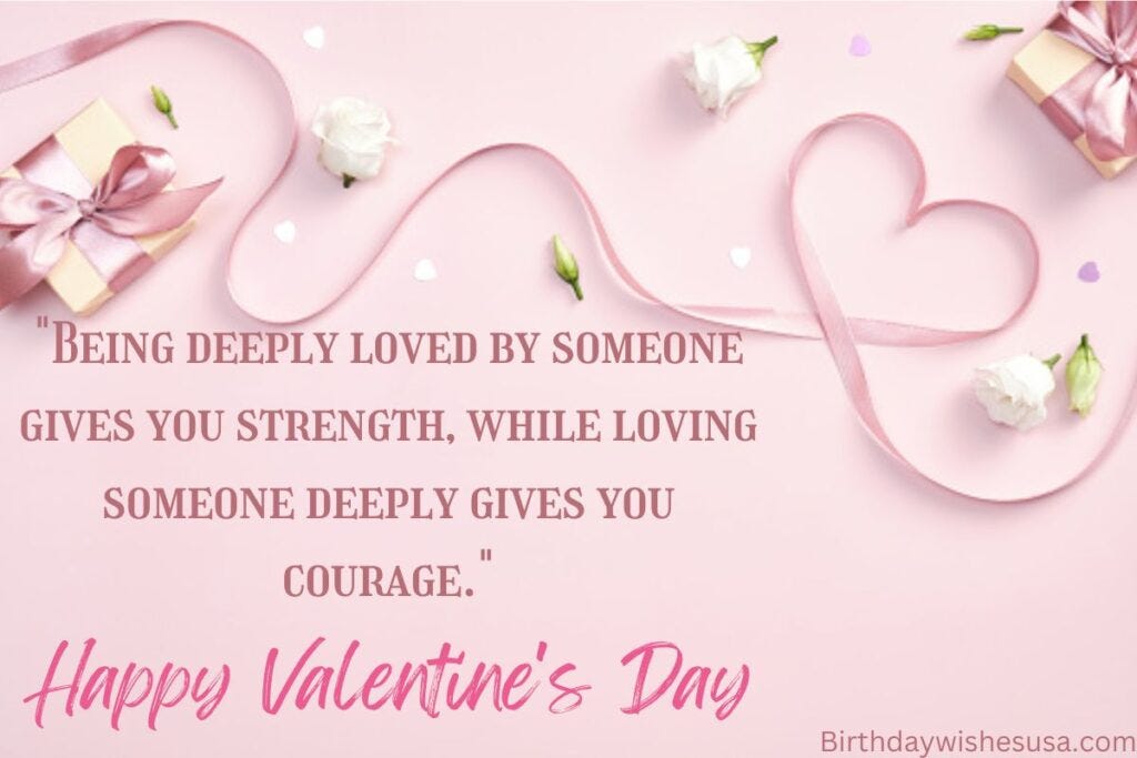 Pink Colored with Love quote to greet your valentine on valentines day