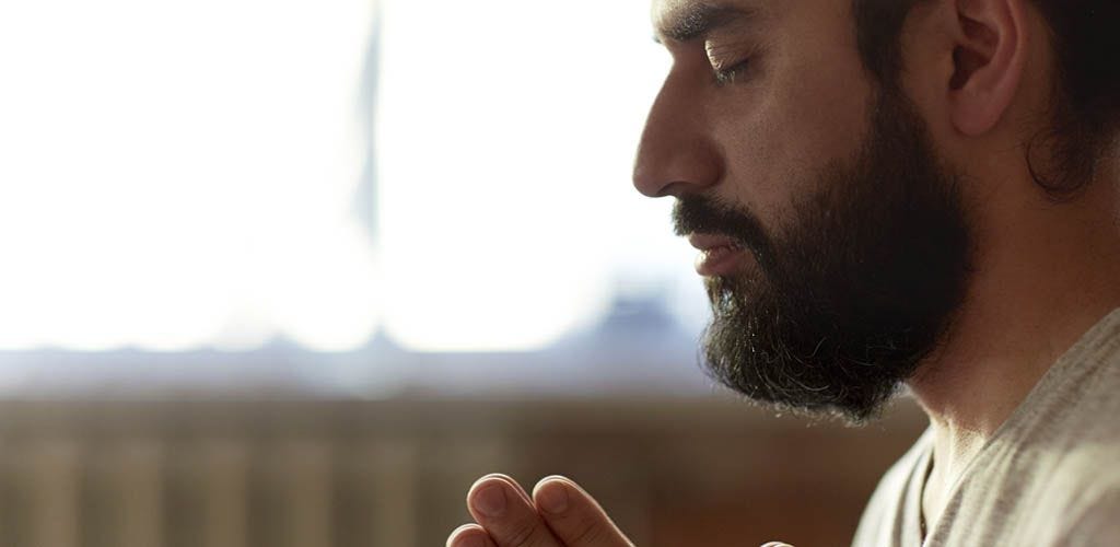 Close up of man meditating