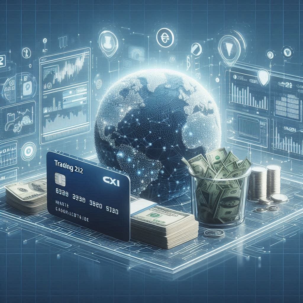 Image of the world, money and a debit card