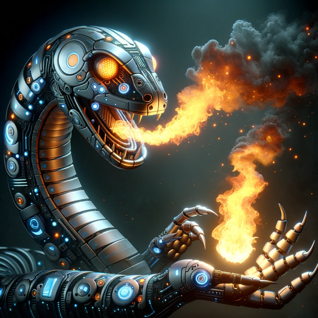 Techno-snake, master of fires!