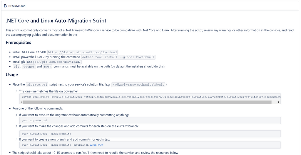Automated migration script README