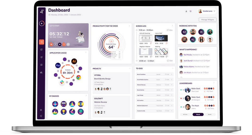 User Dashboard for Catalyst App