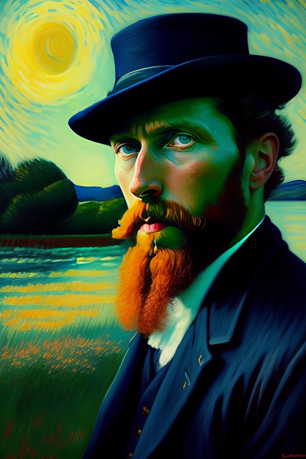 a self portrait of Van Gogh in the style of Monet