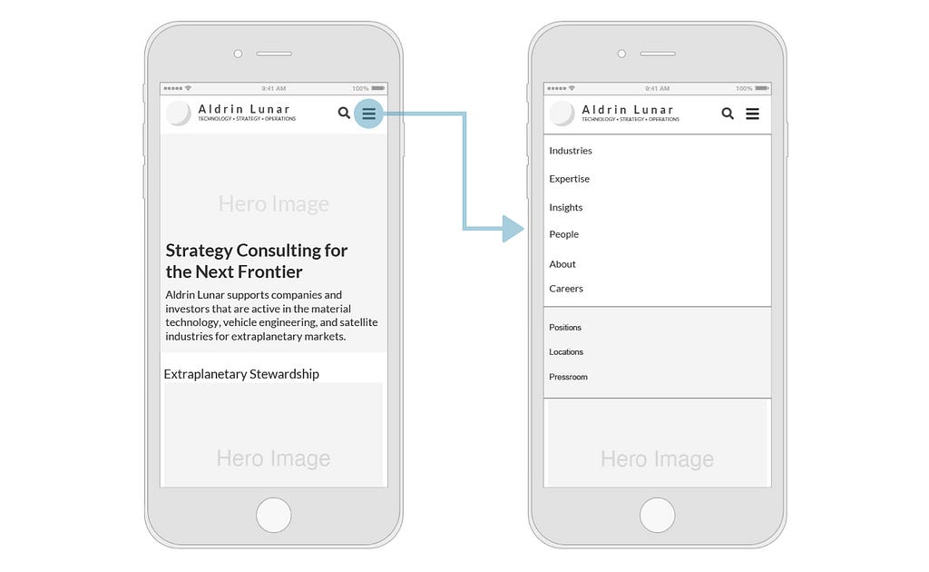 Secondary global navigation on a mobile device