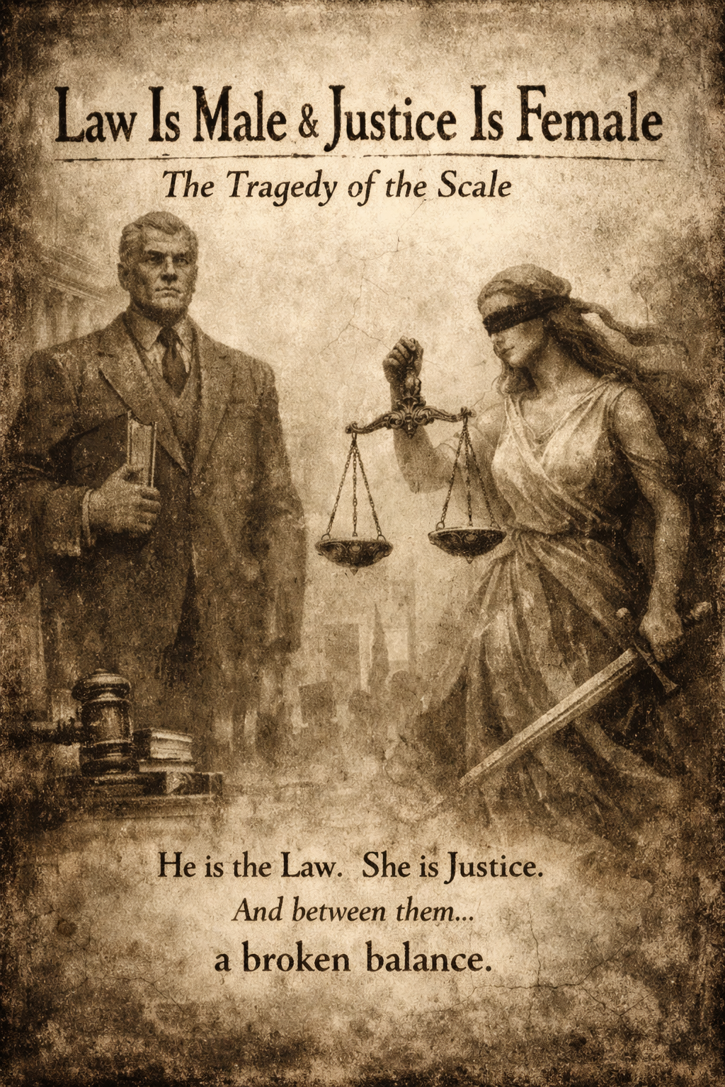 Law Is Male and Justice Is Female: The Tragedy of the Scale
In the darkness we call civilization…