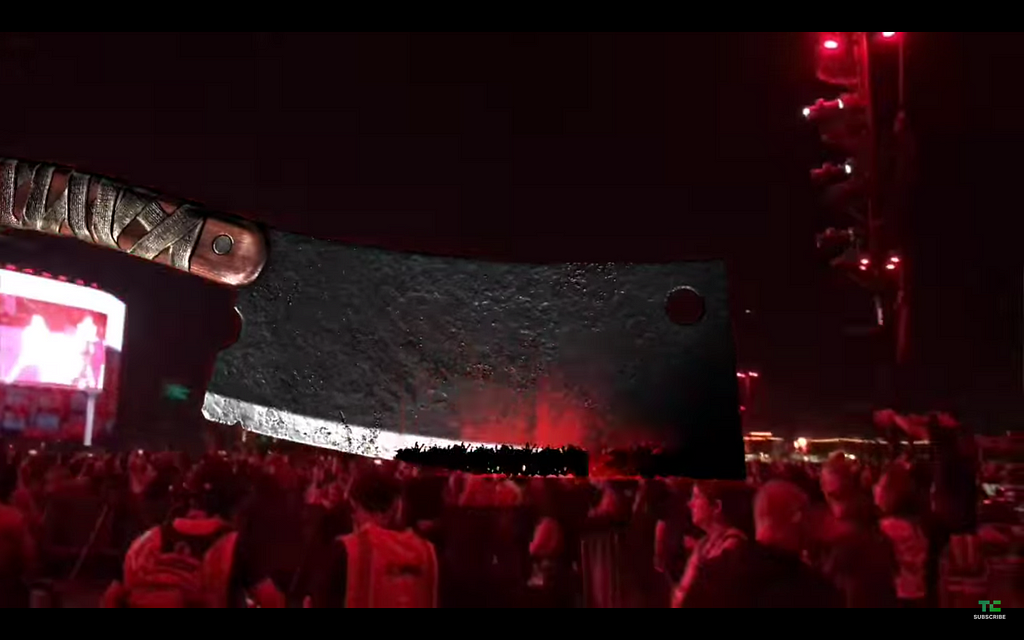 Eminem concert using augmented reality to drop a cleaver onto the crowd