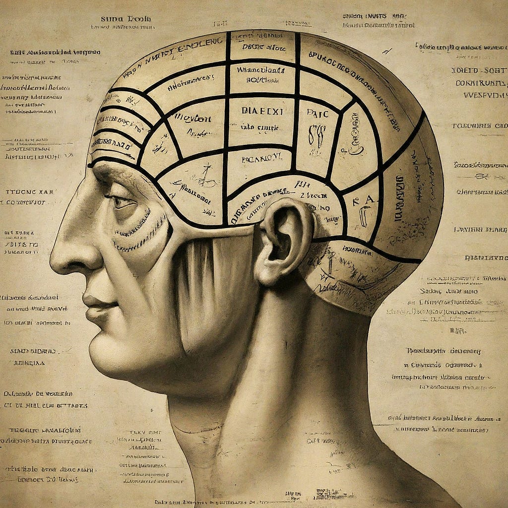 A human brain structure according to phrenology