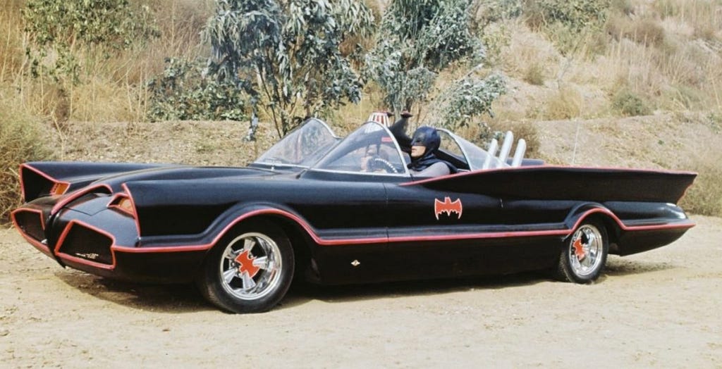 Justice Alito heading out for a night of stealing liberal yard signs. “The 1966 Batmobile”, The Classic Machines, screenshot by Catherine La Grange.