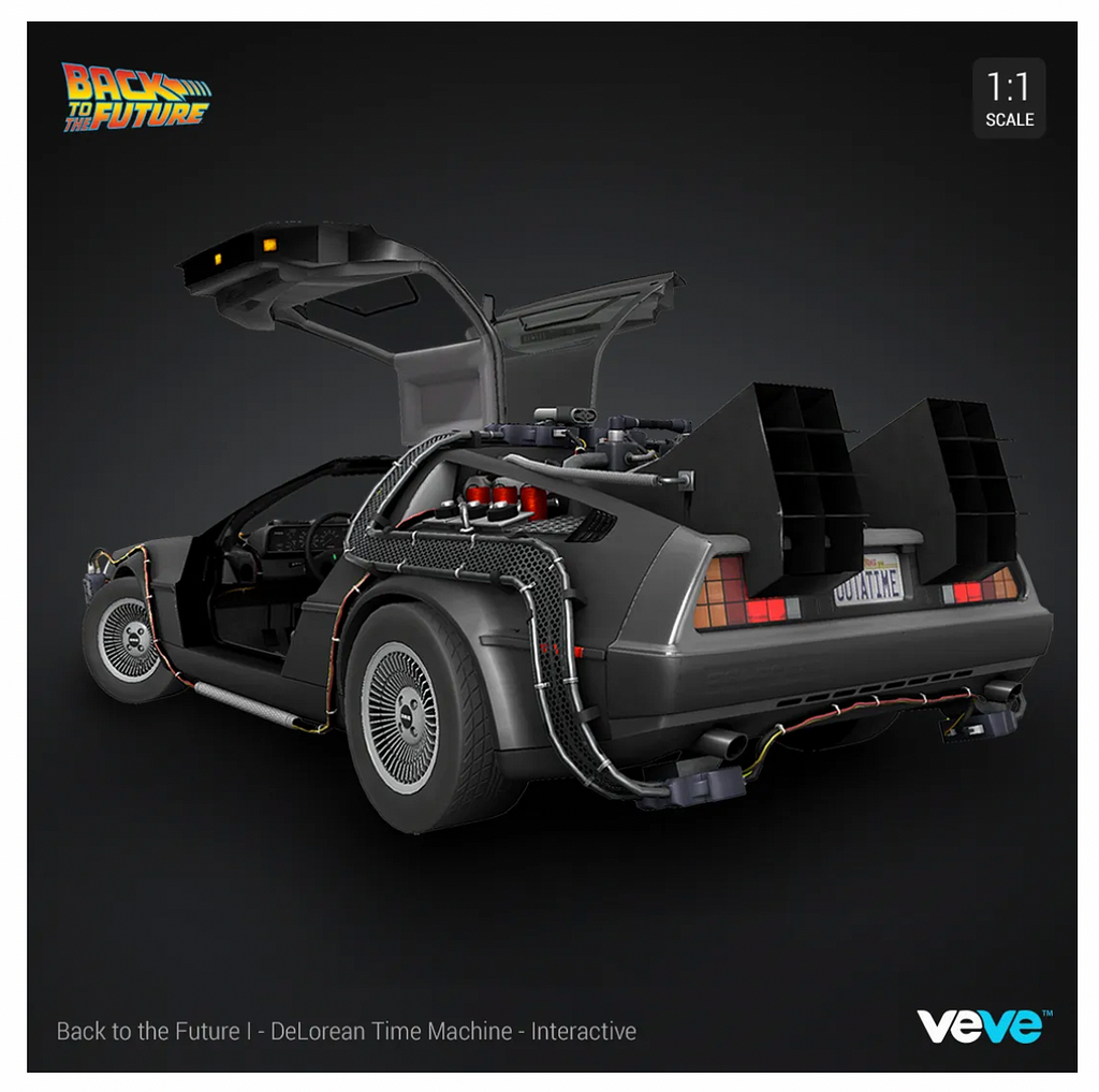 DeLorean Time Machine — Interactive 1:1 Scale Digital Asset on the VeVe Collectibles App: https://medium.com/veve-collectibles/the-delorean-time-machine-nfts-847086272497