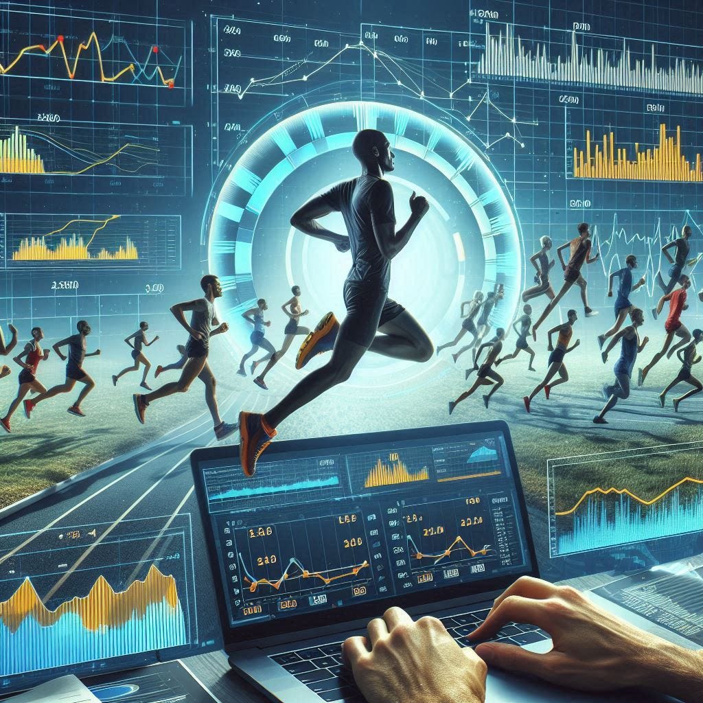 Image of runners being monitored by a data application