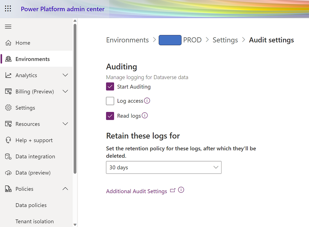 Environment configuration to send audit logs to Microsoft Purview Compliance