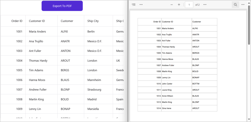 Exporting .NET MAUI DataGrid data to PDF