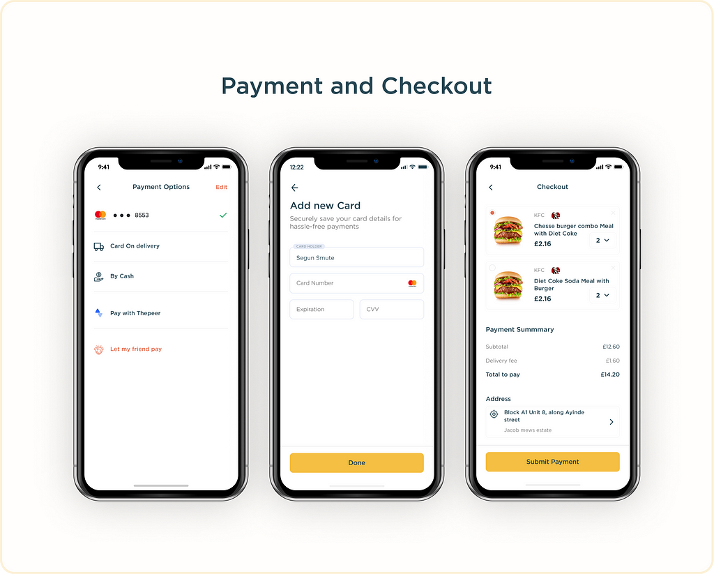 Payment and Checkout Screens