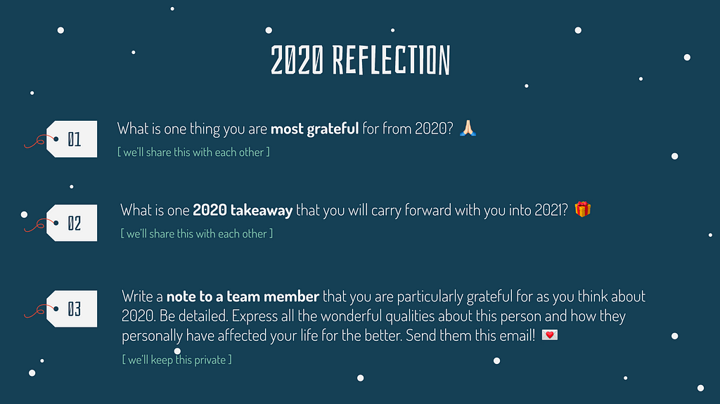 Team reflection exercise
