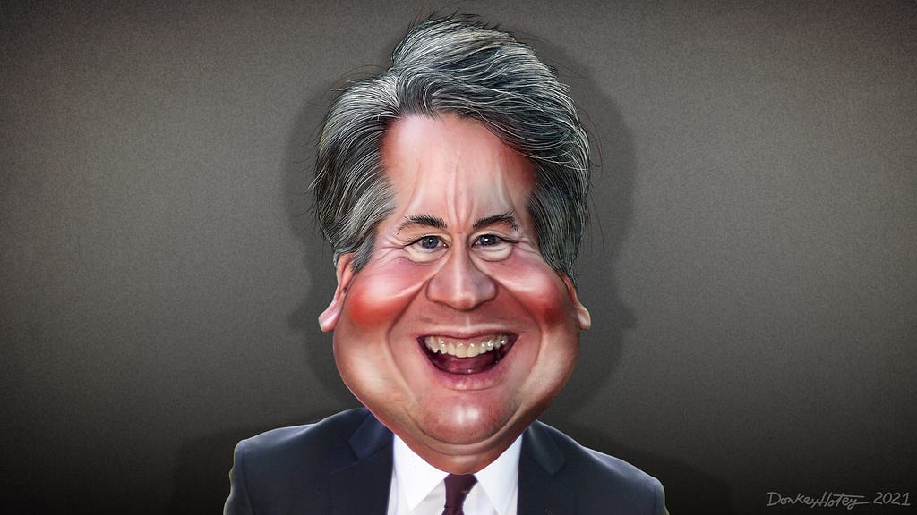 Caricature of Justice Brett Kavanaugh. “My costumes are designed to uphold my subpoena.”