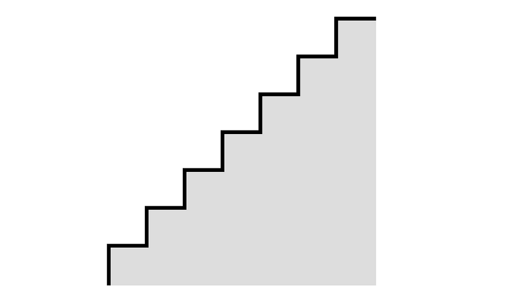 Image of a grey staircase with black border on the left and top of each step.