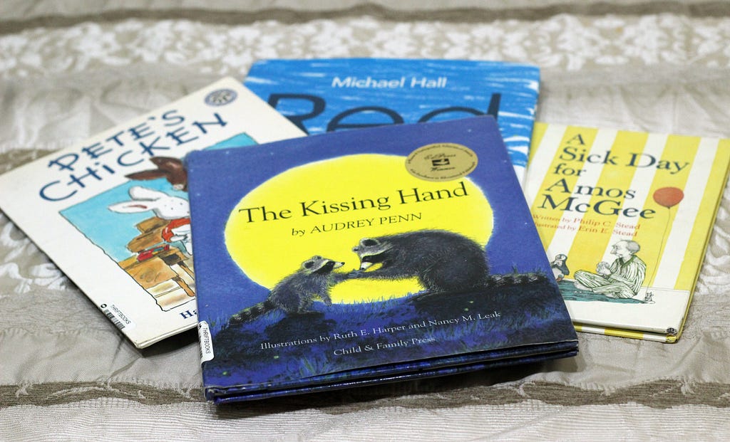 Children’s book selection, including The Kissing Hand