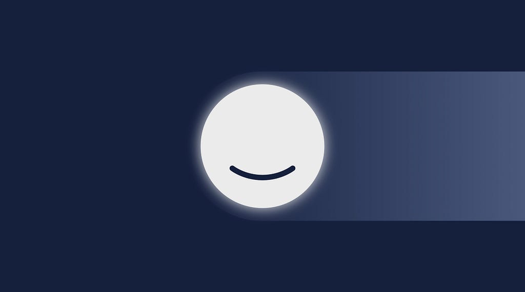 An illustration of a moon with a smiling mouth.