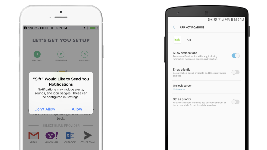 Push notifications on iOS vs Android