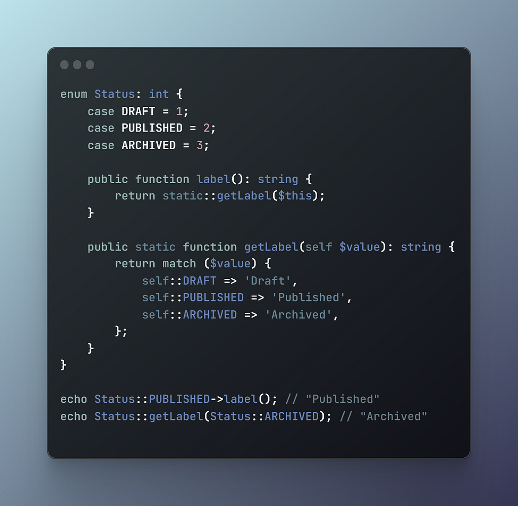 Enum definition and commonly used methods.