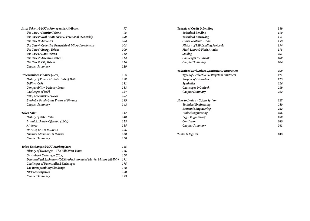 TOC of TOKEN ECONOMY (Third Edition). Money, NFTs & DEFI