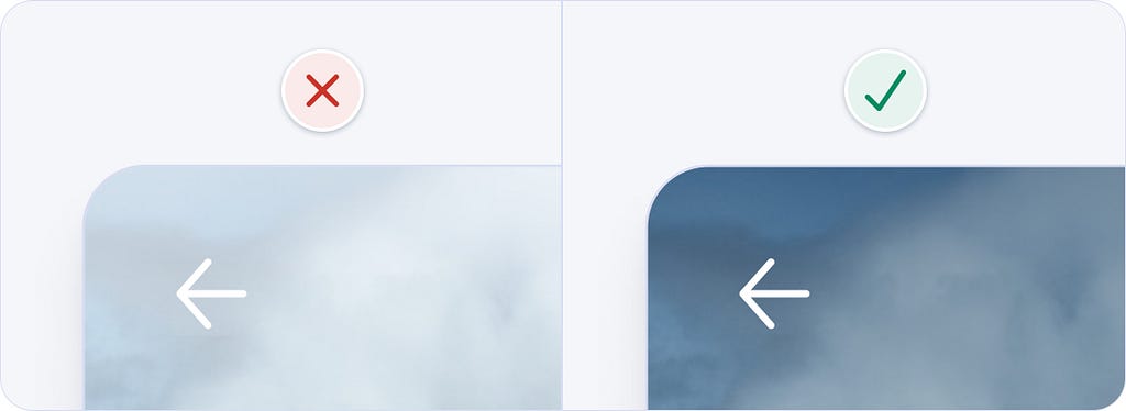 Adding a shadow to the icon and a gradient overlay on the top third of the image to give the icon sufficient 3:1 contrast