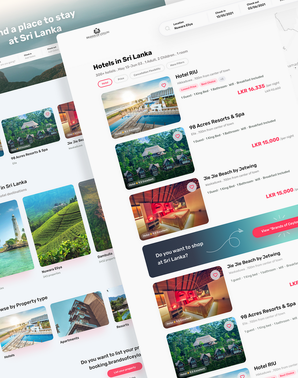 Image of Brands of Ceylon — Booking platform UI