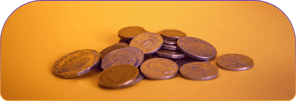 Coins on an orange background