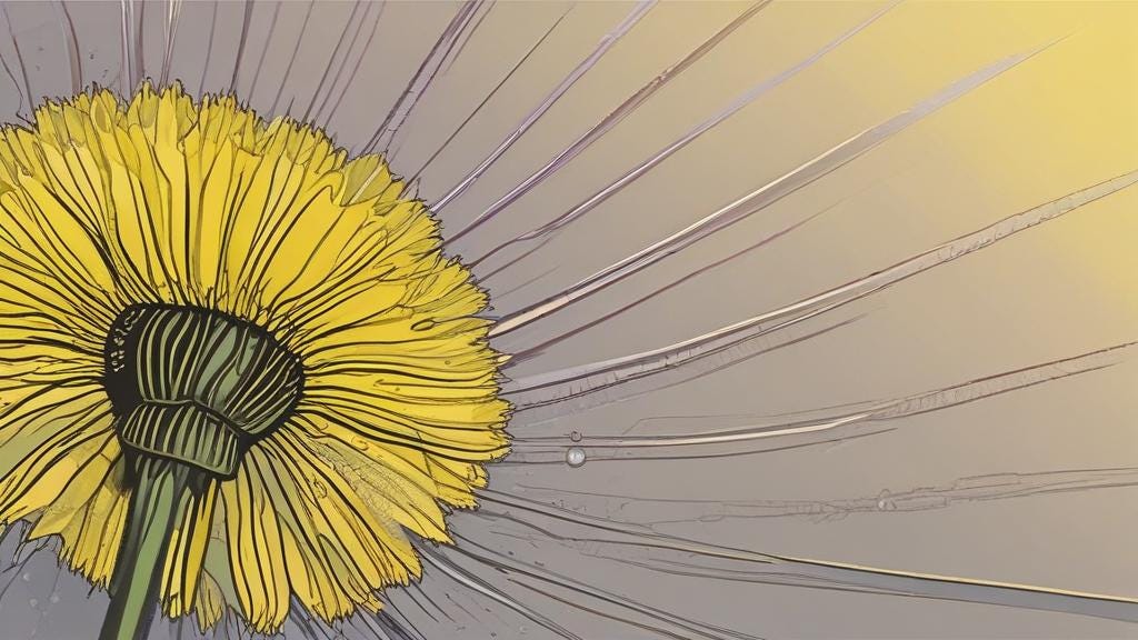 An illustration of a dandelion close up (Davinci AI)