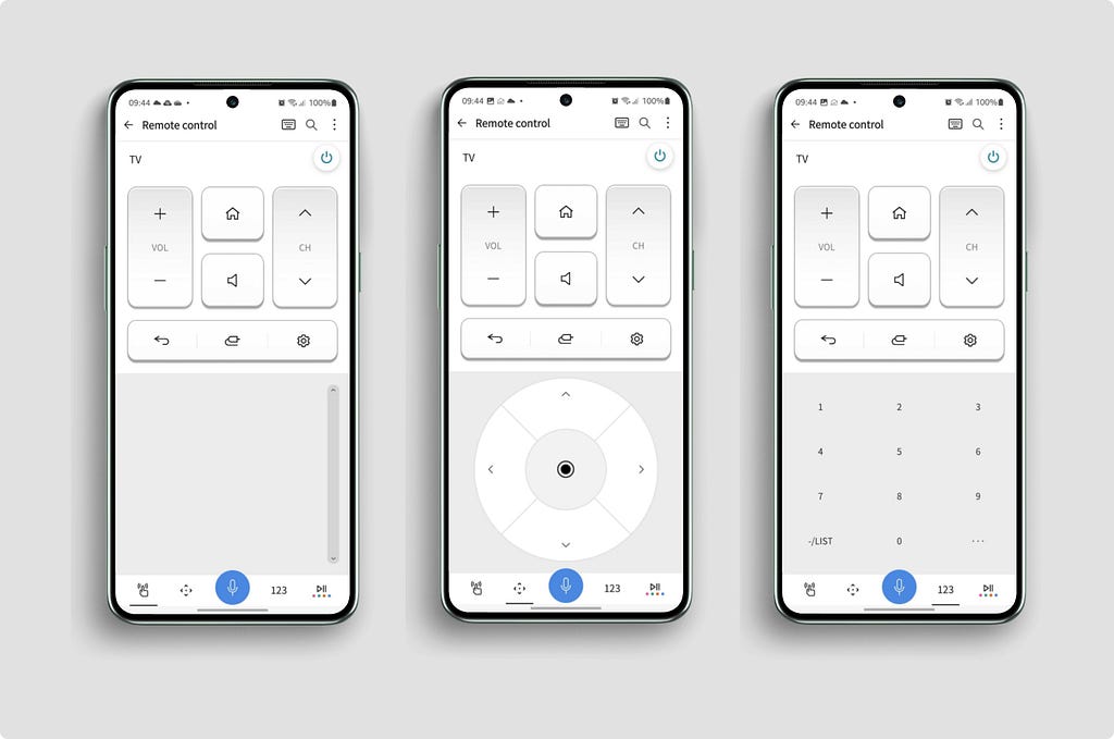 A picture showing the current input choices for searching and typing on the LG ThinQ app