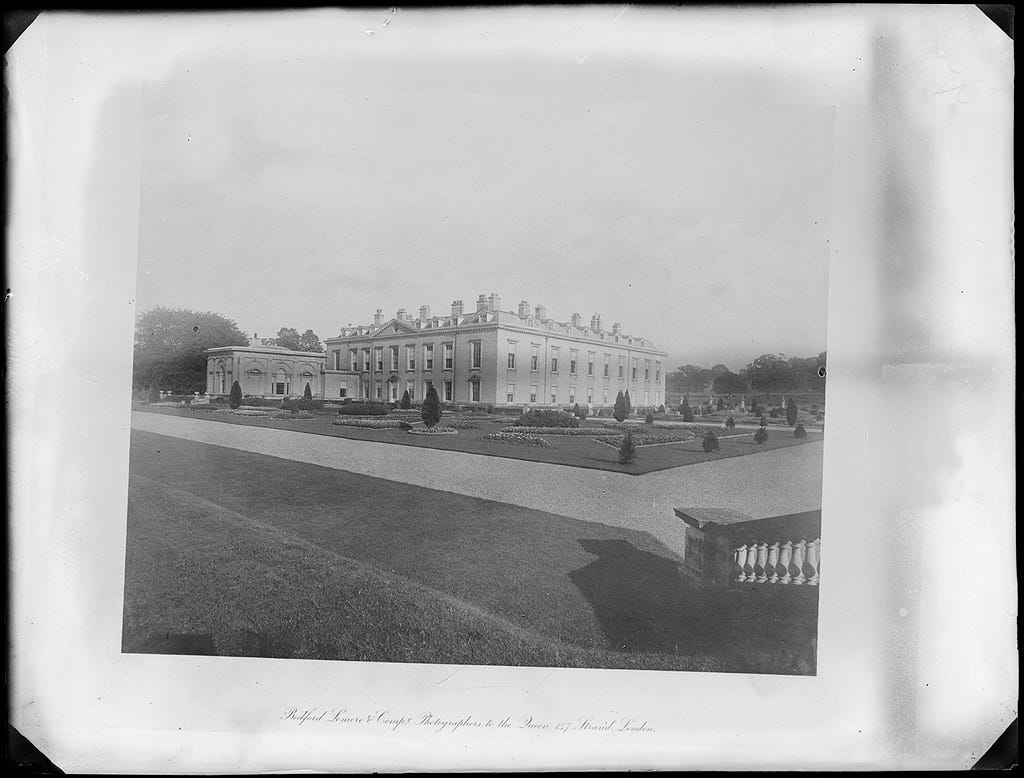 Glass plate negative of a black and white photograph of Althorp Park