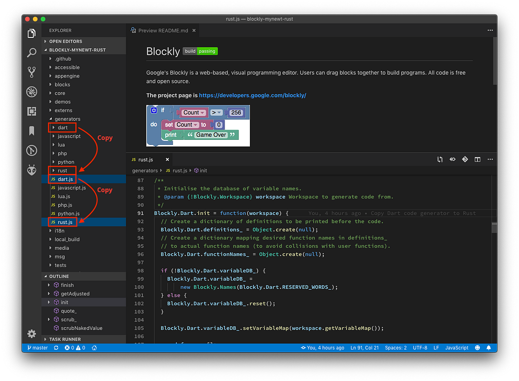 visual programming with embedded rust