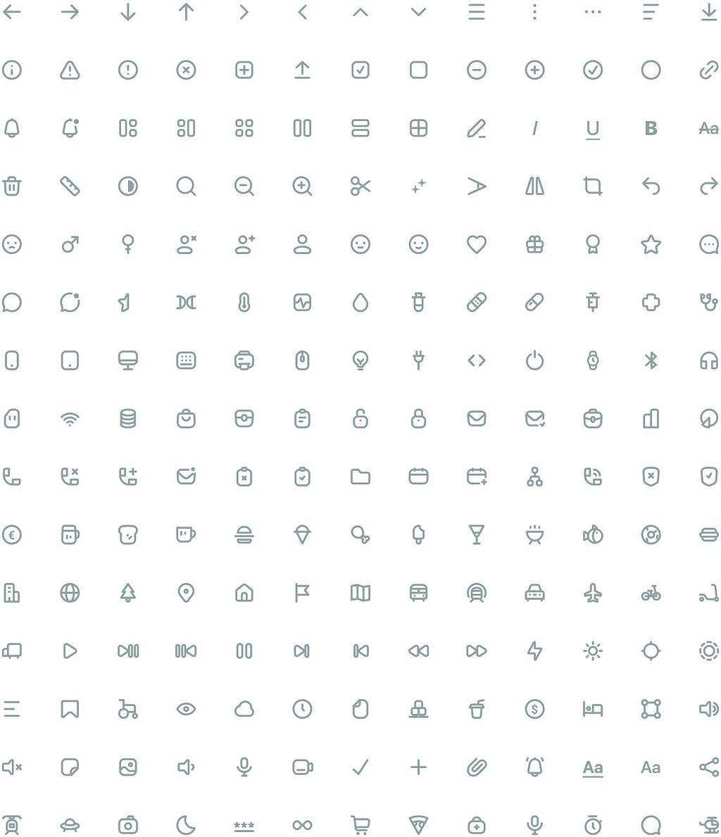 Growing set of more than 200 icons designed in Figma