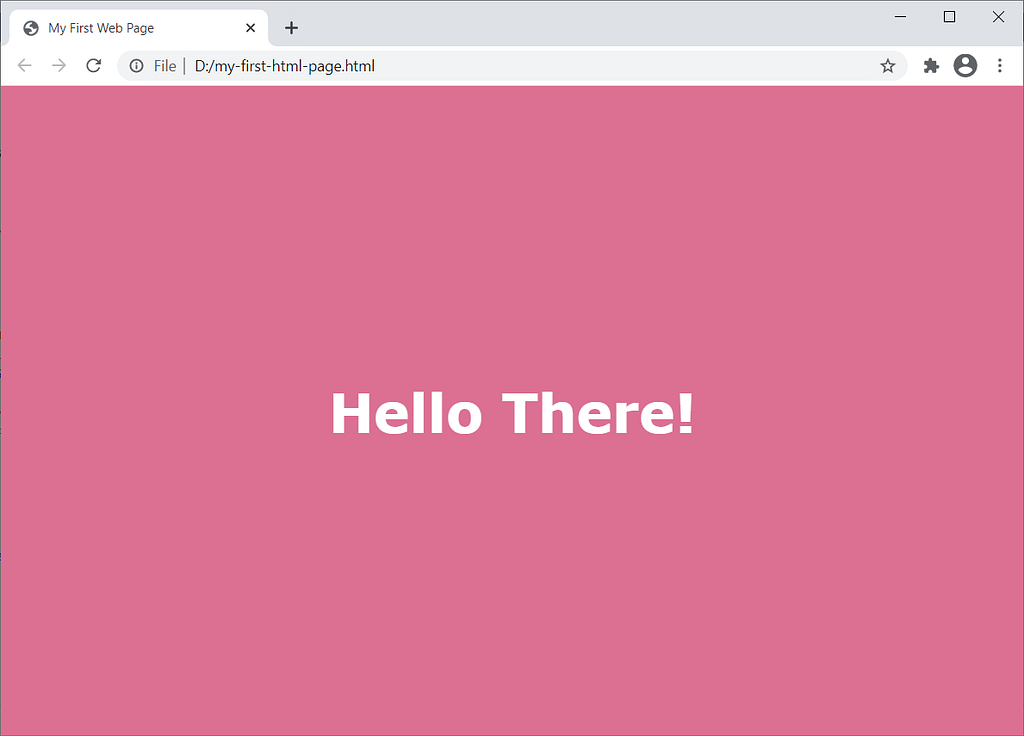 “Hello There” HTML page output