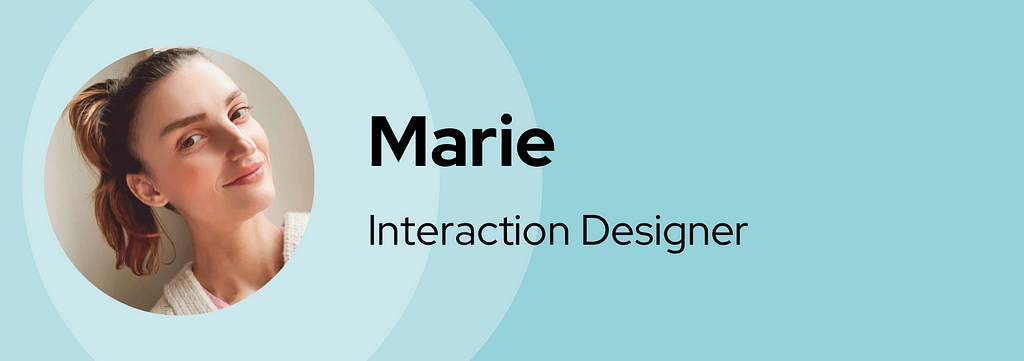 A banner graphic introducing Marie with her name, title, and headshot.