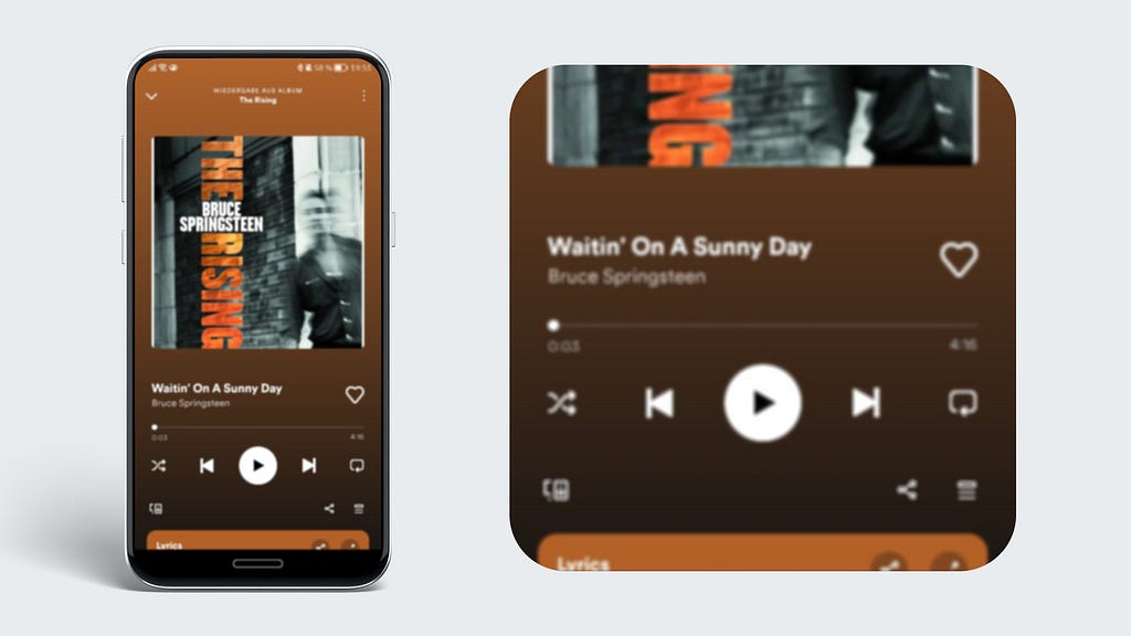 A screenshot of the Spotify App: the design elements are slightly blurred.